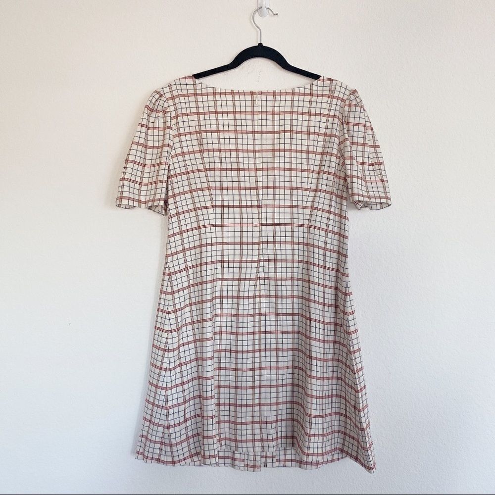 Nicholas Linen blend Button Front Check Mini Dress - Picture 9 of 12